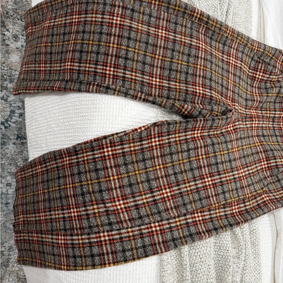 Free People Shape Up Plaid Trousers Size 10 Brown High Rise Retro Preppy - Picture 6 of 6